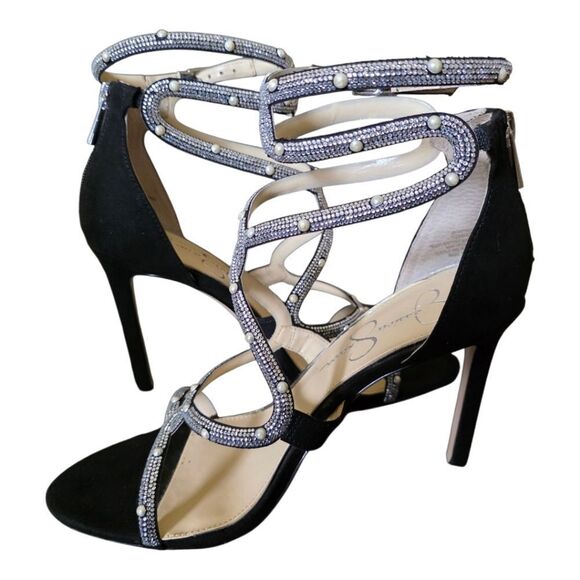JESSICA SIMPSON Janya Caged Rhinestone Dress Sandals - Size 10 - Picture 3 of 8